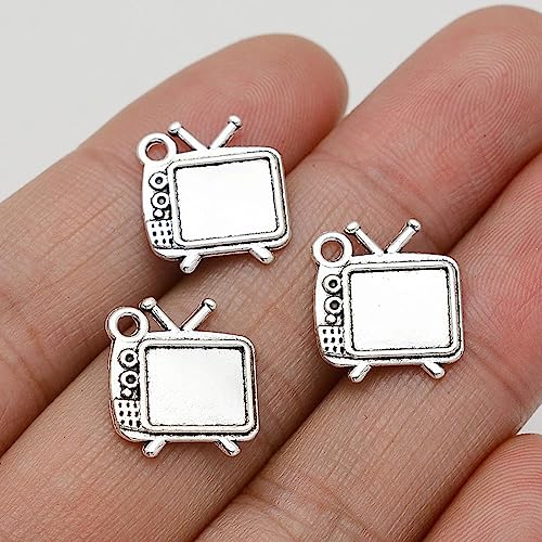 UPCOT 40 Stück 13x15mm Antik Versilberte Altmodische Fernseh-Charms TV-Anhänger für DIY Making-Standard von UPCOT