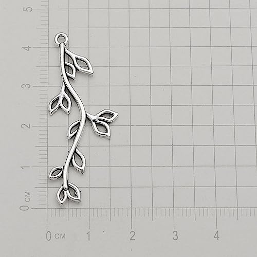 UPCOT Antik Versilberte Zweigblatt Blumen Charms Verbinder Anhänger -A04-17 x 44 mm - 20 Stück von UPCOT