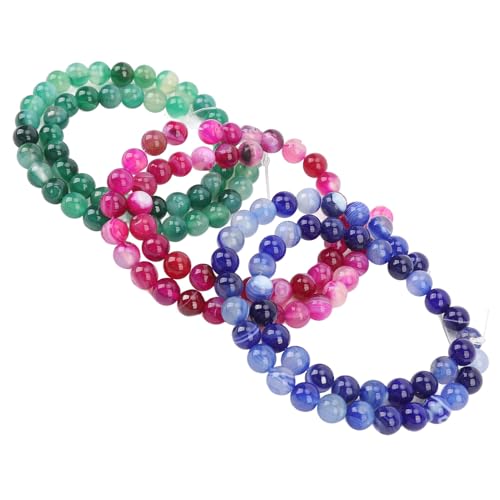 UPHIGHER 3 Strands Agate Gemstone 8mm Colorful Round Loose Spacer Beads for Jewelry Making Link Bracelets Necklaces von UPHIGHER