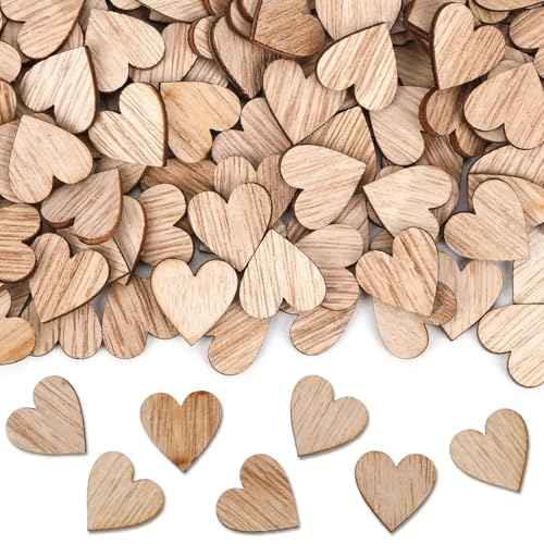 UPINS 200 Stück Holzherzen, Holz Herzen Streudeko Herzen Holzherzen zum Basteln für Hochzeit Weihnachten Geburtstag Taufe Valentinstag Tisch deko von UPINS