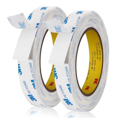 UPINS 3M Doppelseitiges Klebeband, 2 Rollen 5m Doppelseitiges Schaumstoff Klebebänder 1cm x 5m Wasserdichtes Starkes Klebeband Schaumstoffband Streifen für Haus Büro Basteln von UPINS