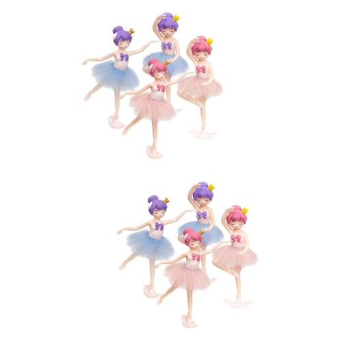 2 Sätze Ballerina-mädchen Kuchen Ballettstatuen Und Figuren Dekorationen Für Ballettpartys Ballett-cupcake-topper Ballettfiguren Für Mädchen Puppe Gänseblümchen Pvc 4 Stück * 2 UPKOCH von UPKOCH