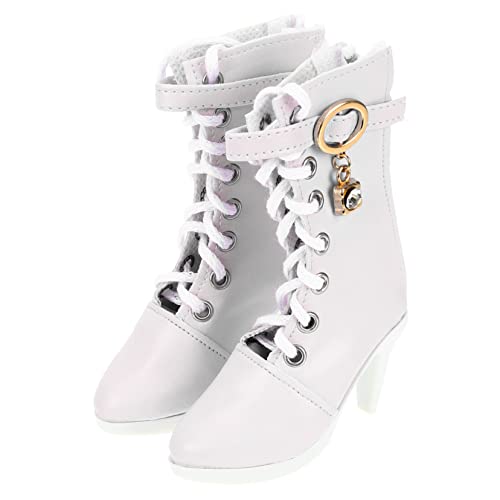 UPKOCH 1 Paar Puppe High Heels Schuhe Miniatur Monster Windeln puppenkleidung Puppen Kleidung Puppenstil Puppen Outfit kleine High Heels Puppe winzige Stiefel Baumwollseil Weiß von UPKOCH