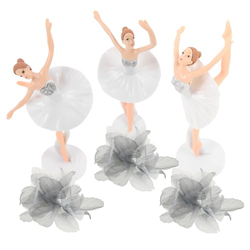 UPKOCH 1 Satz 6 Stk Ballettmädchen-ornamente Figur Frauen Hochzeitstorte Topper Braut- Kuchen Dekorationen Autodekoration Gothic Ballerina-tortenaufsatz Gittergewebe Weiß von UPKOCH