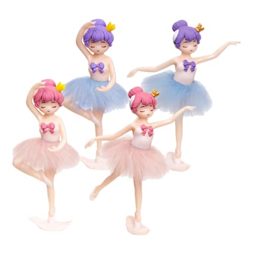 UPKOCH 1 Satz Ballerina-mädchen Geburtstag Ballettfiguren Gänseblümchen Prinzessin Büro Dekoration Office Decoration Desktop-tänzerin- Kuchen Dekoratives Accessoire Pvc 4 Stück von UPKOCH