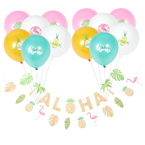 UPKOCH 1 Satz Hawaiianische Verzierung Blumenbanner Hawaii-dekor Hawaiianische Dekorationen Partyballons Blumenballons Blumen-kit Kaktusballon Blumenornamente Ballons Und Banner Papier von UPKOCH