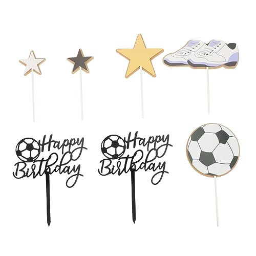 UPKOCH 1 Satz Kuchenspieße Kuchen Picks Fußball-Geburtstagsfeier Fußballkuchen-Picks Dekorationen geburtstagsdeko kindergeburtstags dekoration Kuchen Topper Kuchendekoration Black von UPKOCH