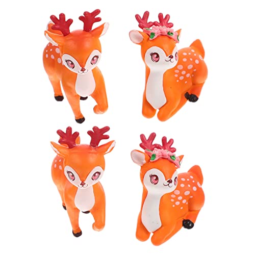 UPKOCH 1 Satz Mikro-landschaftsverzierung Hirsch Cupcake Topper Figuren Für Hirsch Dekorationen Selber Basteln Miniaturen Ornamente Tierstatuen Reh Tischdekoration Gnom Pvc 4 Stück von UPKOCH