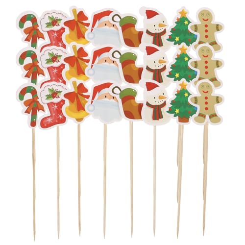 UPKOCH 1 Satz Weihnachtsgeschirr Früchte Pflücken Cupcake-topper Dekorativer Holzspieß Snackspieße Aus Holz Fruchtstäbchen Aus Holz Dekorationen Für Geburtstagsfeiern Hölzern 24st von UPKOCH