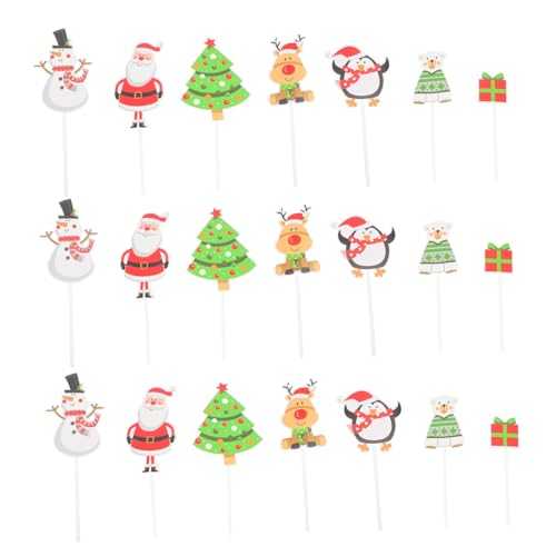 UPKOCH 1 Satz Weihnachtskucheneinsatz Christmas Cake Decoration Weihnachten Tortendeko Kuchendeckel Weihnachts-dessert-picks Kuchen Picks Zubehör Für Partykuchen Papier Colorful 70 Stück von UPKOCH