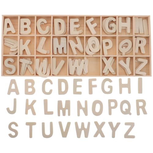 UPKOCH 1 Set DIY Holz Bastelbuchstaben Mit Tablett Rustikales Unbehandeltes Holz Alphabet Set Holzscheiben Buchstaben Holzstücke Unbehandelte Holzbuchstaben Holzspäne Für von UPKOCH