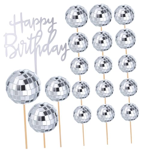 UPKOCH 1 Set Kuchendekorationsset Disco Party Kugeln Kuchen Topper Dekorationen Alles Zum Geburtstag Kuchen Topper Discokugel Cupcake Topper Kleine Discokugeln Dekoration von UPKOCH