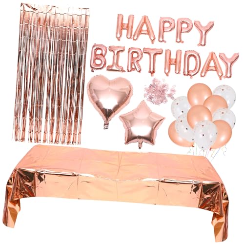 UPKOCH Geburtstag Ballon Set Kreative Aufblasbare Ballons Dekorationen für Party Rose Gold Tischdecke von UPKOCH