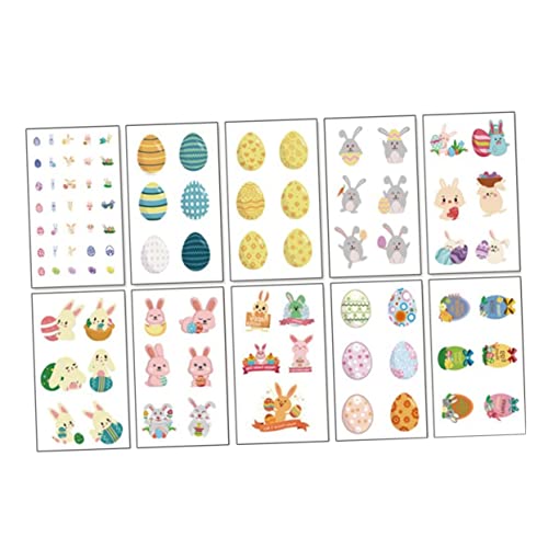 UPKOCH 10 Blätter Kaninchenaufkleber für Kinder Ostergesicht Tattoo wasserfeste Aufkleber parfümfrei Scrapbooking Sticker Scrapbook-Aufkleber Nagelaufkleber Osteraufkleber für Kinder Eier von UPKOCH