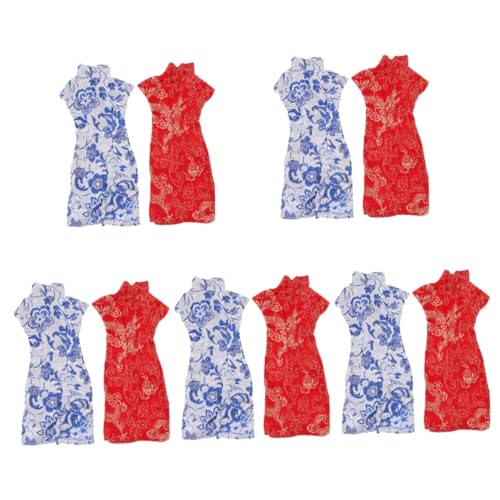 UPKOCH 10 STK Zubehör für Cheongsam-Puppen Puppenhaus-Cheongsam Miniatur-Puppenkleid Miniatur-Essen puppenkleidung Puppen Kleidung Puppenkleid für Kinder dekorative Puppe Cheongsam Stoff von UPKOCH