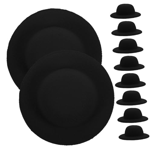 UPKOCH 10St Mini-Strohhut Mini-Fedora Mini-Geburtstagshüte Puppe Miniaturhut Troll- Trolle Mini-Hut- Puppenhüte Mini-Haushut-Foto-Requisite Bastelhut Flanell Black von UPKOCH