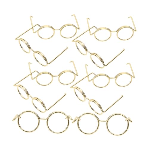 UPKOCH 10st Puppenzubehör Brillen Zum Anziehen Der Puppe Umrandete Puppenbrille Mini-gläser Zum Basteln Puppe Mini-Brille DIY-puppenbrille Brille Zum Anziehen Der Puppe Golden Metall von UPKOCH