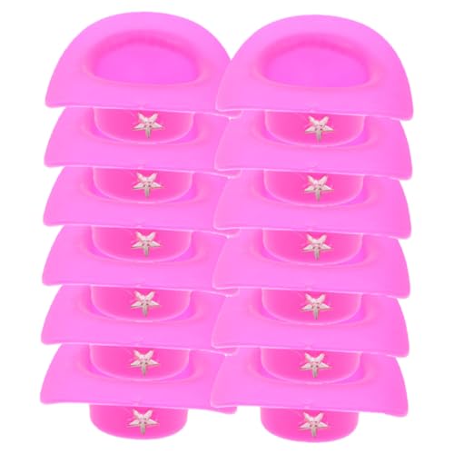 UPKOCH 12 STK kleine Plastikhüte rosafarbene Cowgirlhüte rosafarbener Cowgirlhut rosa Cowboyhut Mini-Zylinder doll Accessories nähgarn pink Puppenhüte Miniaturhüte aus Kunststoff von UPKOCH