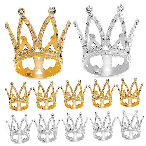 UPKOCH 12 Stk Krone Puppe Mini-tiara Strass Halskette Mini-kristalle Hochzeitsgeschenke Hochzeitstortenaufsätze Minikuchen Cupcake-topper Prinzessin Goldene Hochzeitsdeko Legierung von UPKOCH