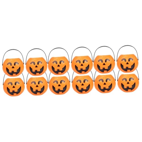 UPKOCH 12 Stk Kürbis Bonbonglas Süßigkeitenbehälter Orangefarbener Kürbis-gesichtseimer Halloween Kürbistopf Kürbis Süßigkeiten Mini-kürbiseimer Kürbis Lichter Spielzeugkörbe Laternen Abs von UPKOCH