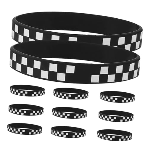 UPKOCH 12St Rennarmband armschlinge armtasche Checkered Wristband für Sportliebhaber armreif Konzertarmbänder ID-Armbänder Silikonarmband Armband mit Sportmotiv Kieselgel Black von UPKOCH