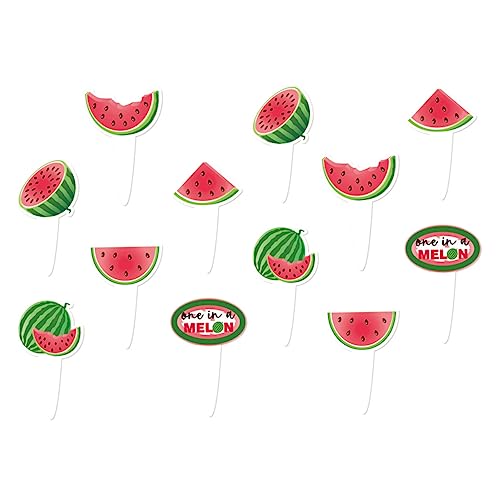 UPKOCH 12st Wassermelonen-kuchen-einsätze Wassermelone Geburtstagstorte Topper -auswahl Wassermelone Ein Cupcake Topper Halloween-cupcake-topper Obst-thema Getränkespieße Papier von UPKOCH