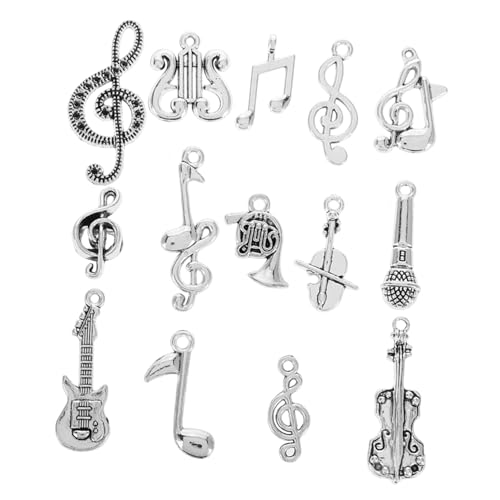 UPKOCH 14 Stück Musik Zubehör Gitarren Charms Kleidung Brosche Musiknote Süßer Musikschmuck Cello Halskette Violine Namenskette DIY Instrument Charms Handgefertigte Musik Charms von UPKOCH