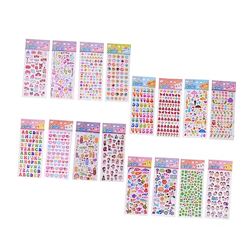 UPKOCH 16 Blätter bauschige Aufkleber Geschenketiketten Tieraufkleber Sammelalbum Scrapbooking Sticker Scrapbook Stickers Kinder Aufkleber Cartoon-Aufkleber Karikatur Südkorea Kleinkind von UPKOCH