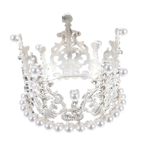 UPKOCH 1stk Krone Dekoration Ornament Cupcake-verzierung Strass Tiara Tortenaufsatz Prinzessin Dekorationen Prinzessinnen-kuchendekoration Kuchen Topper Tiara Silver Künstliche Perle von UPKOCH