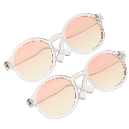 UPKOCH 2 Paar Puppe Mini-Brille Puppe Verkleidet Brille Minipuppenbrille Miniaturpuppenbrille Kleine Puppenbrille Mini-Puppen-Sonnenbrille Mini-Puppen-Brille Rundes Brillengestell Plastik von UPKOCH