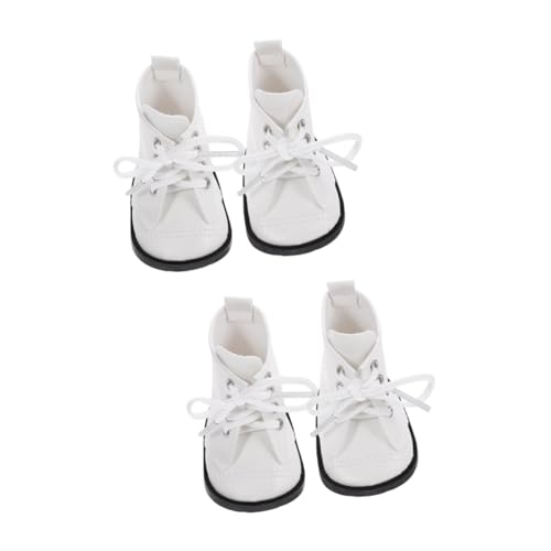 UPKOCH 2 Paar Puppenstiefel puppenkleidung Puppen Kleidung White Boots Puppenmode Miniaturstiefel Mädchenspielzeug dekorative Schuhe Stoffschuhe Puppendekor Mini-Schuh-Dekor Weiß von UPKOCH