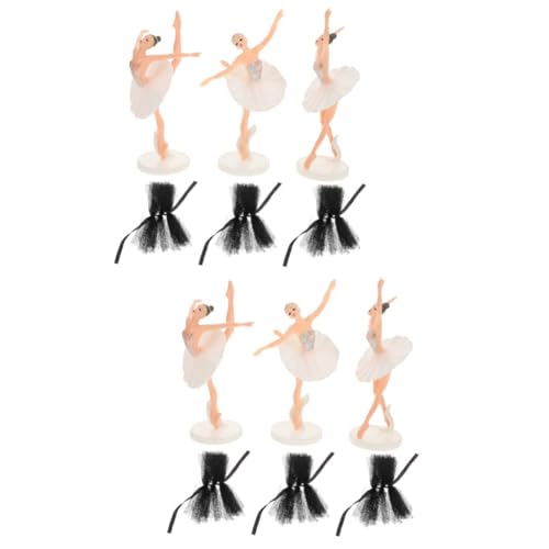 UPKOCH 2 Sätze Dekorative Ballett-ornamente Babyparty-cupcake-picks Mädchenfigur Geburtstag Zeichen Mädchen-kuchenaufsatz Cupcake-topper Kuchendekoration Miniaturen Gittergewebe Black von UPKOCH