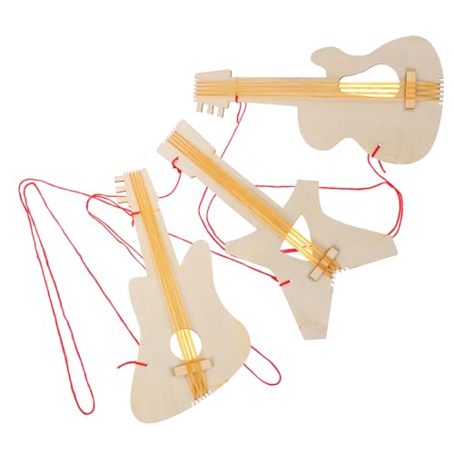 UPKOCH 2 Sätze Holzgitarre Musikinstrumente Für Mini Gitarre Gitarren Für Ornamente Für Gitarre Für Kleinkinder Holzbausätze Musikinstrumente Für Gitarre 3 Stück * 2 von UPKOCH