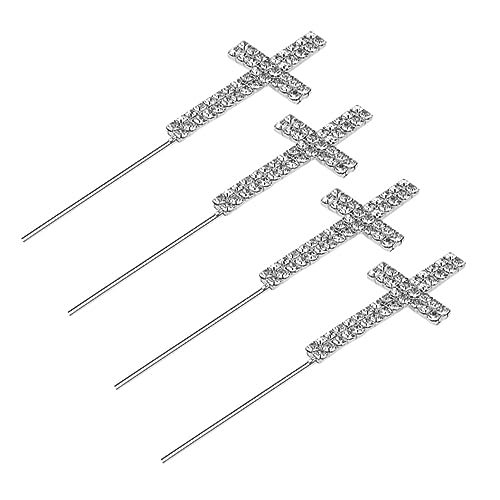 UPKOCH 2 Sätze Kucheneinsatz Kreuzdekor Tortendekorationsaufsatz Kuchendekorationszubehör Kreuz Kuchendekoration Religiöse Cupcake-picks Kreuz-cupcake-picks Silver Legierung 4 Stück * 2 von UPKOCH