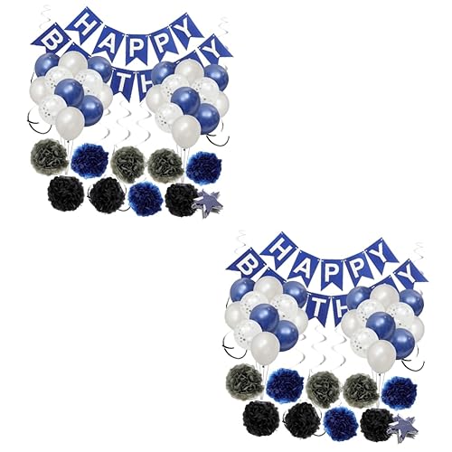 UPKOCH 2 Sets Geburtstagsbanner Luftballons Blau Partyornament Blau Geburtstagsbanner Blaue Luftballons Alles Zum Geburtstag Luftballons Blau Dekorationen Alles Zum von UPKOCH