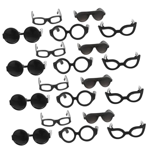 UPKOCH 20St Puppen Sonnenbrille Puppen Kleidung Puppe Verkleidet Brillen DIY Puppenbrille Gläser Spielzeuge Zubehör für Puppenkostüme Puppe verkleiden Zubehör Mini Modell Plastik von UPKOCH