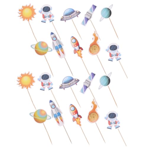 UPKOCH 20st Astronautenkucheneinsatz Universum Cupcake Topper Erde Dekorationen Kindergeburtstag Kuchendekoration Weltraum-cupcake-dekorationen Alles Zum Geburtstag Topper Holz von UPKOCH