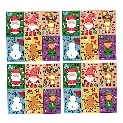 UPKOCH 24 Blätter Weihnachtsaufkleber Weihnachten Weihnachtstür Krippenspielzeug für Kinder Sticker-Spielzeug Kinderspielzeug weihnachtsbastelsets für Kinder Lernspielzeug Papieraufkleber von UPKOCH