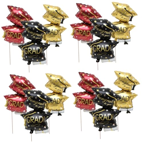 UPKOCH 24 Stk Abschlusskappenballon Dekorationen für Abschlusskappen Partyschmuck Grad Ballons reminescence abschlussfeier grad Parteibevorzugung grad klassenzimmer dekor Aluminiumfolie von UPKOCH