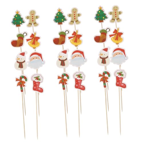 UPKOCH 24 Stück Weihnachtsgeschirr Kuchen -topper Cupcake Topper Zum Geburtstag Kuchendekorationen Hochzeitsfeierdekorationen Dekorationen Für Tortenaufsätze Hölzern von UPKOCH