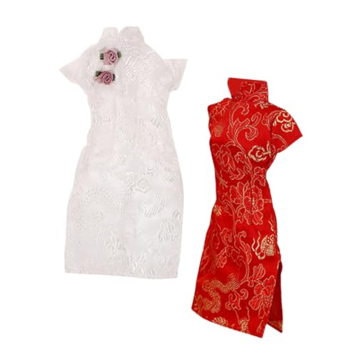 UPKOCH 2St Puppe Cheongsam Kinder Puppen kinderpuppe Doll Bekleidung Puppen-Kleidung Puppen-Qipao Spielzeugpuppe chinesischer Cheongsam austauschbares Puppenkostüm Puppenkleidung Stoff von UPKOCH