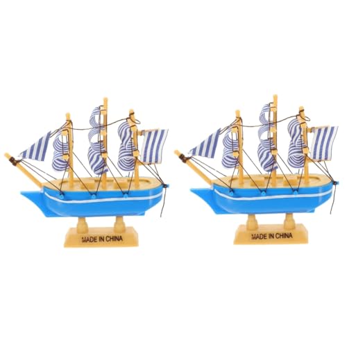 UPKOCH 2St bürodeko büro dekoration Hausdekoration Retro-Dekoration tortendekoration Muschel nautisch Kuchen Girlande segelbootförmiges schmuck für segelschiffe hölzern Blue von UPKOCH