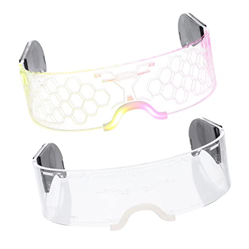 UPKOCH 2St leuchtende Gläser Halloween-Requisiten aufleuchten Geburtstagsparty-Brille LED-Leuchtbrille halloween brillen leuchtbrillen neon brille futuristisch leuchtende brille Acryl von UPKOCH