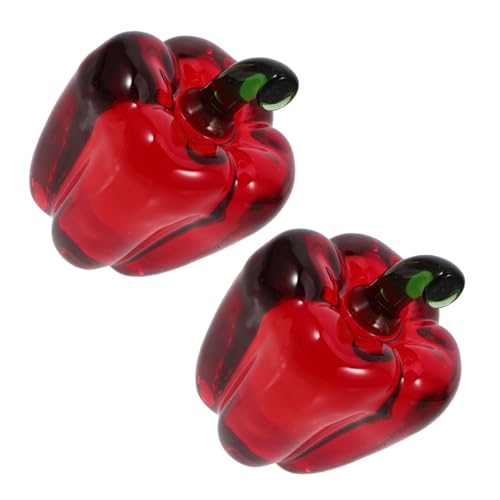 UPKOCH 2st Kristallpfeffer Schlafzimmer-Chili-Dekoration Gefälschte Pfefferdekoration Tischdekoration Aus Paprika Desktop-Dekoration Heimdekoration Dekorativer Chili Tisch-Chili Rot Glas von UPKOCH