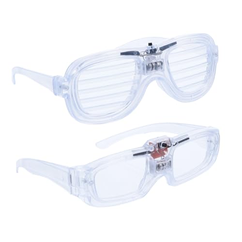 UPKOCH 2st Leuchtende Gläser Sonnenbrille Beleuchten Unisex-led-brille Dekorative Jalousien Brille Für Kinder Blinkende Gläser Für Bar Sonnenbrillen Kostüme Urlaubsbrille Plastik Weiß von UPKOCH