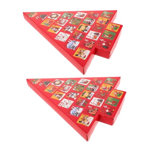 UPKOCH 2st Weihnachtsgeschenkpaket Baumförmiger Adventskalender Feiertags-countdown-kalender Diy-feiertags-countdown Feiertagspartybevorzugung Countdown Zum Feiertagskalender Rot Papier von UPKOCH