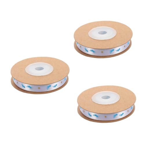 UPKOCH 3 Rollen Gold Stempelband Geschenkband Zum Geburtstag Alles Zum Geburtstag Ribbon Bastelband Geburtstagsband Feierbänder Fußabdruckmusterband Sky-blue Polyester von UPKOCH