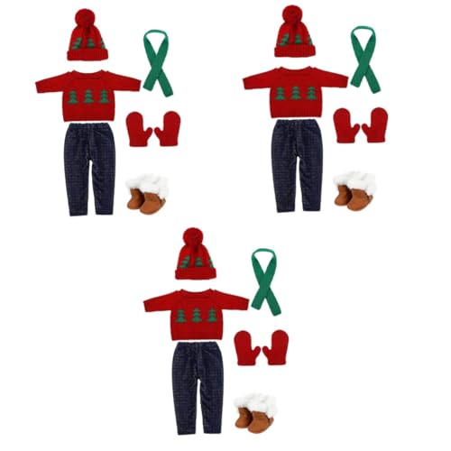 UPKOCH 3 Sätze Puppe Weihnachtskostüm Puppenkleidung Festliche Kleidung Puppe Weihnachtskleidung Weihnachtspuppen-Outfits Weihnachtselement-Puppen-Weihnachtskleidung Puppenkostüm von UPKOCH