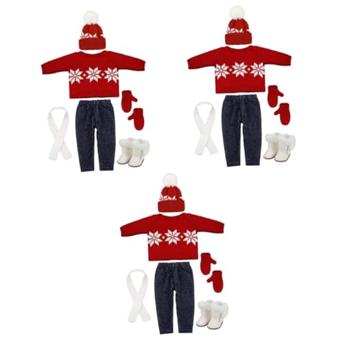 UPKOCH 3 Sätze Puppe Weihnachtskostüm Weihnachtsbaum-Pullover Weihnachtsmann-Kleidung Weihnachtspuppen-Outfits Puppenkleidung puppenschuhe -Requisite Miniaturkostüm Baumwolle von UPKOCH