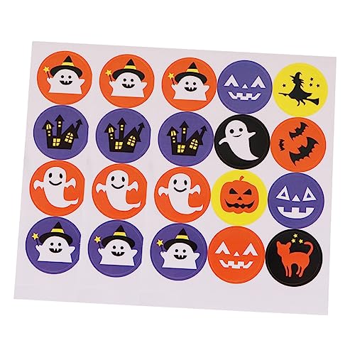 UPKOCH 30 Blatt 12 Stück 1 Kürbisaufkleber Halloween Aufkleber Halloween Sticker Aufkleberpapier matt runder Siegelaufkleber abdichtende Aufkleber Süßigkeiten-Aufkleber Skelett schmücken von UPKOCH